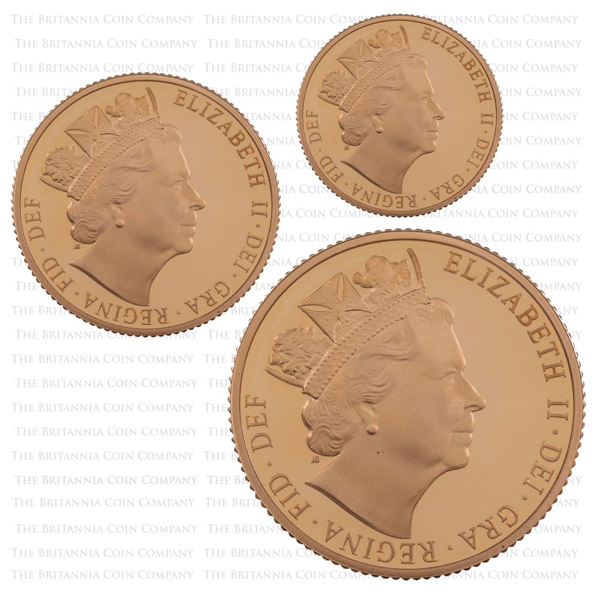 SV3216 2016 Queen Elizabeth II Gold Proof Three Coin Sovereign Set James Butler Portrait Obverses