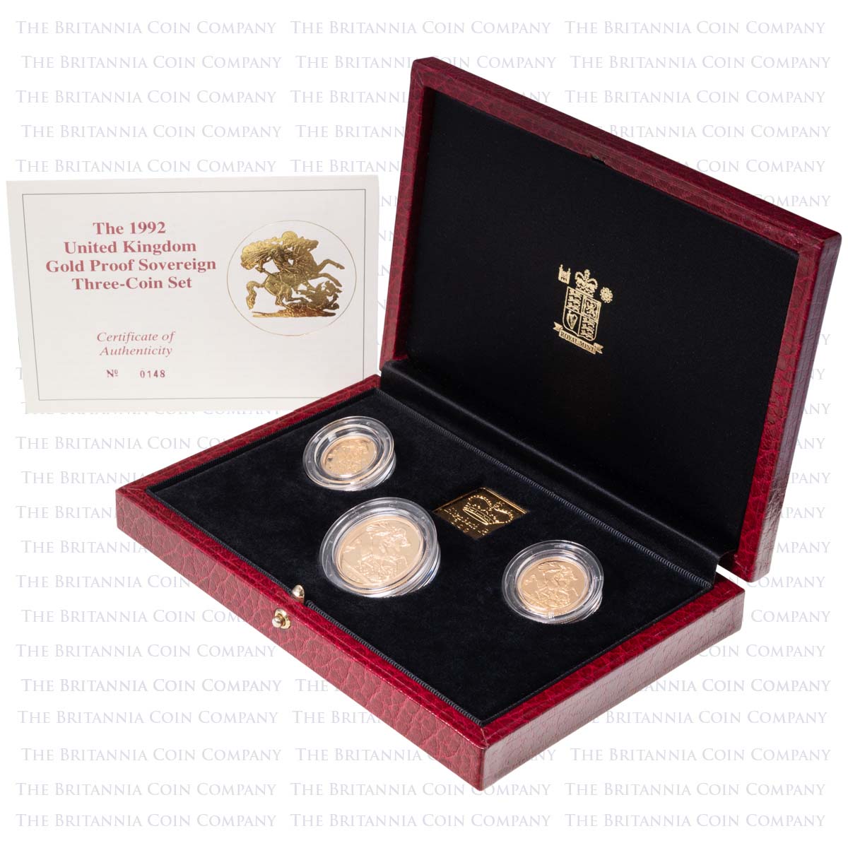 1992 Gold Proof Three Coin Sovereign Set Boxed