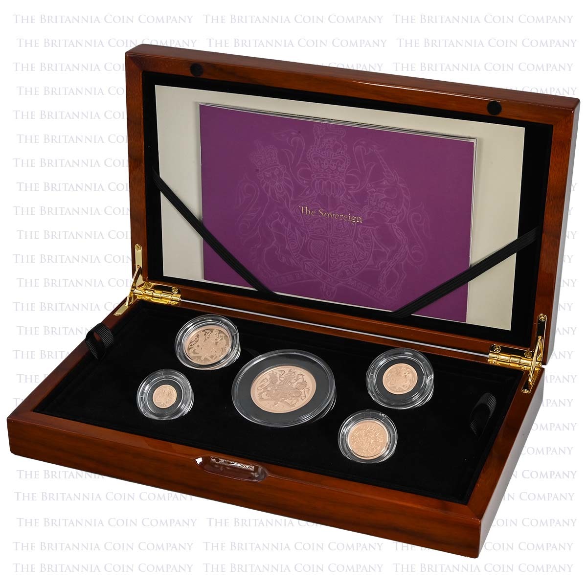 SV522PM 2022 Elizabeth II 5 Coin Piedfort Gold Proof Sovereign Pattern Set Boxed