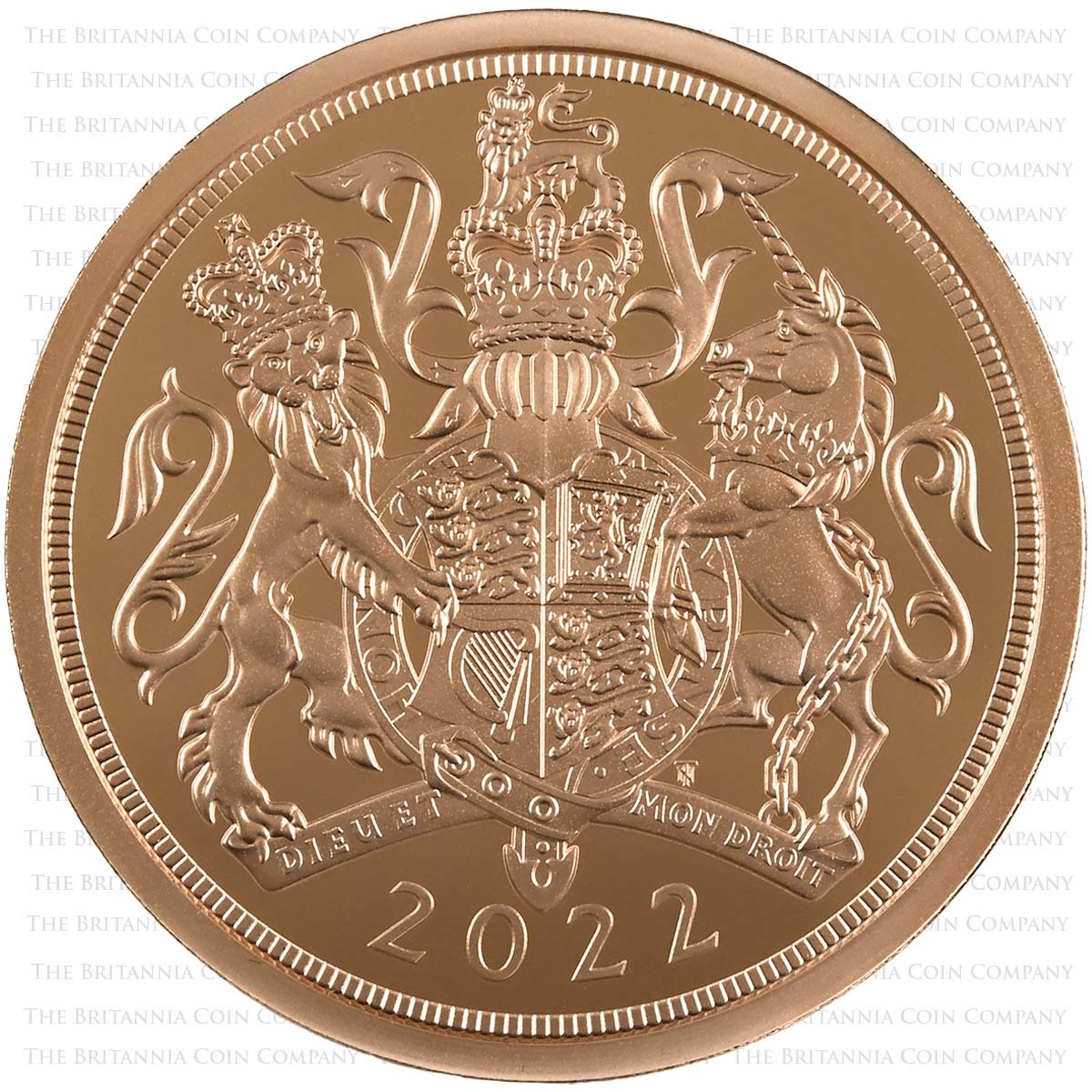 SV522PM 2022 Elizabeth II 5 Coin Piedfort Gold Proof Sovereign Pattern Set Reverse