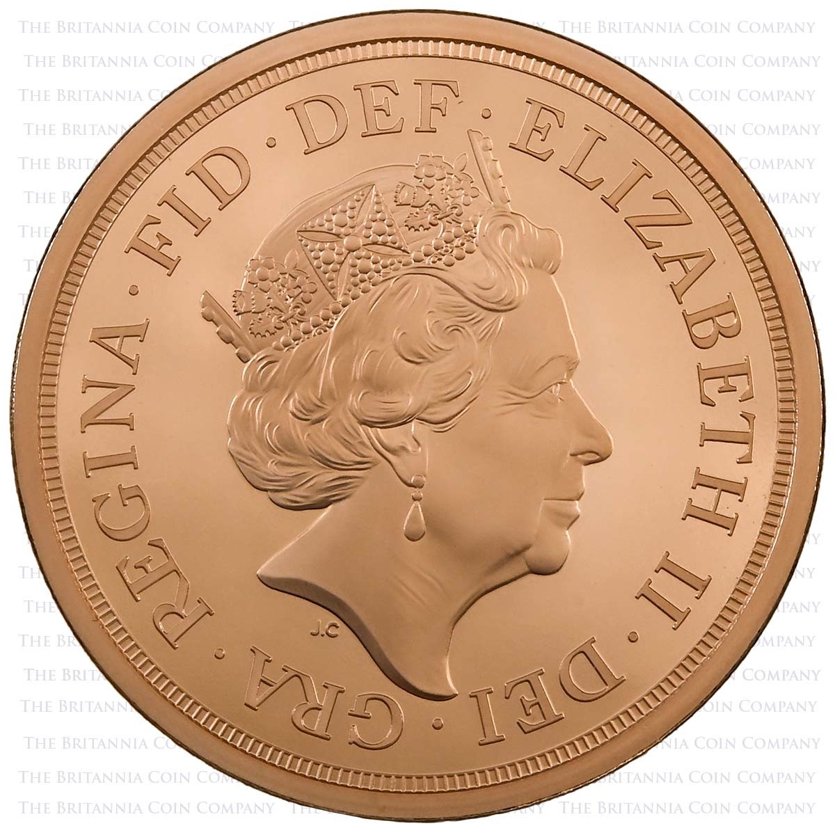 SV522PM 2022 Elizabeth II 5 Coin Piedfort Gold Proof Sovereign Pattern Set Obverse