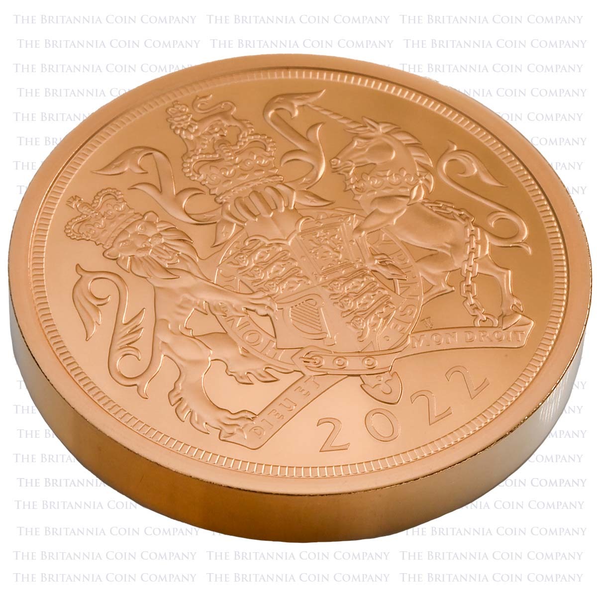 SV522PM 2022 Elizabeth II 5 Coin Piedfort Gold Proof Sovereign Pattern Set Edge