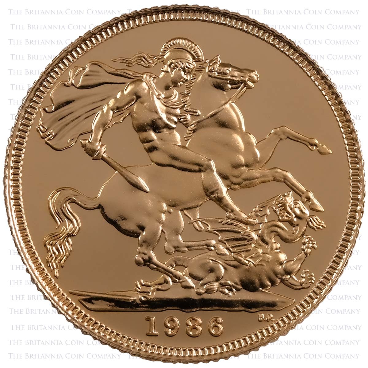 1986 Gold Proof Sovereign Reverse
