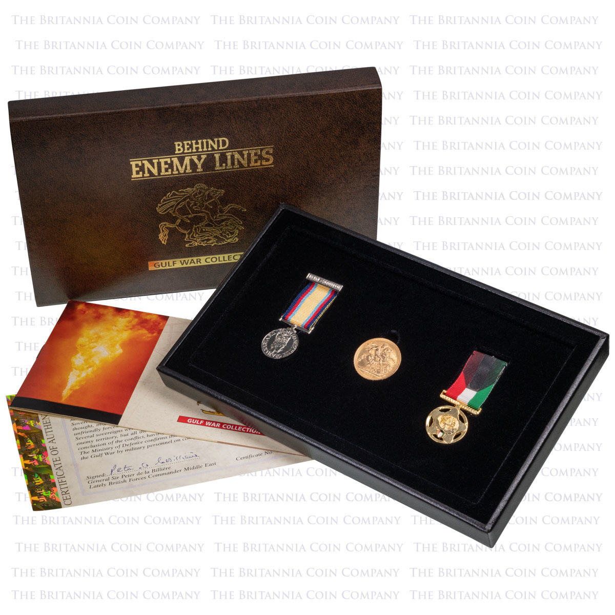1996 Gulf War Behind Enemy Lines Gold Sovereign Medal Set Boxed