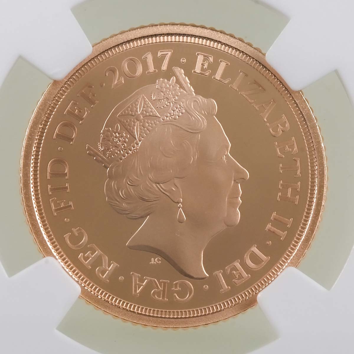 SVH17 2017 Elizabeth II Gold Proof Half Sovereign 200th Anniversary Coin NGC Graded PF 70 Ultra Cameo Obverse