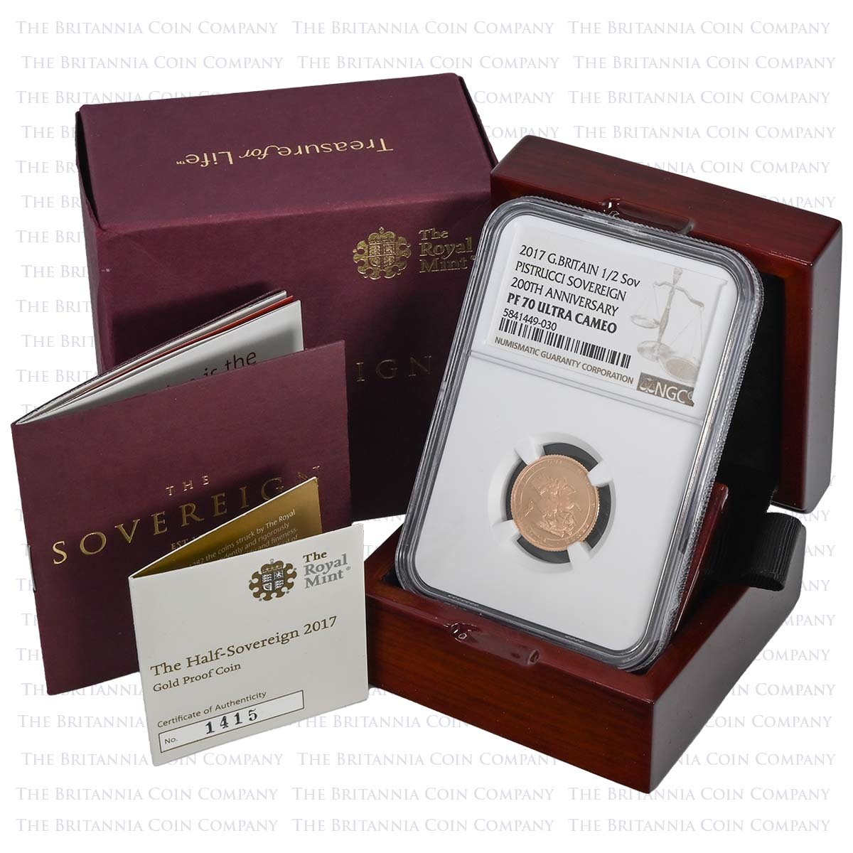 SVH17 2017 Elizabeth II Gold Proof Half Sovereign 200th Anniversary Coin NGC Graded PF 70 Ultra Cameo Boxed