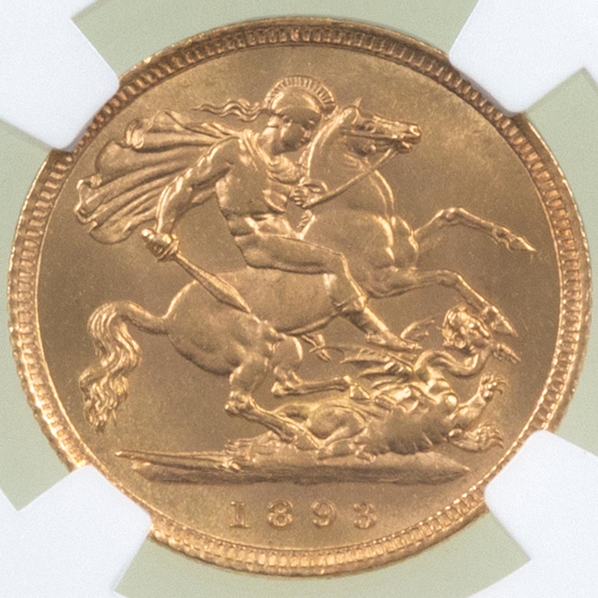 1893 Queen Victoria Gold Half Sovereign London Mint Jubilee Head NGC Graded MS 62 Reverse