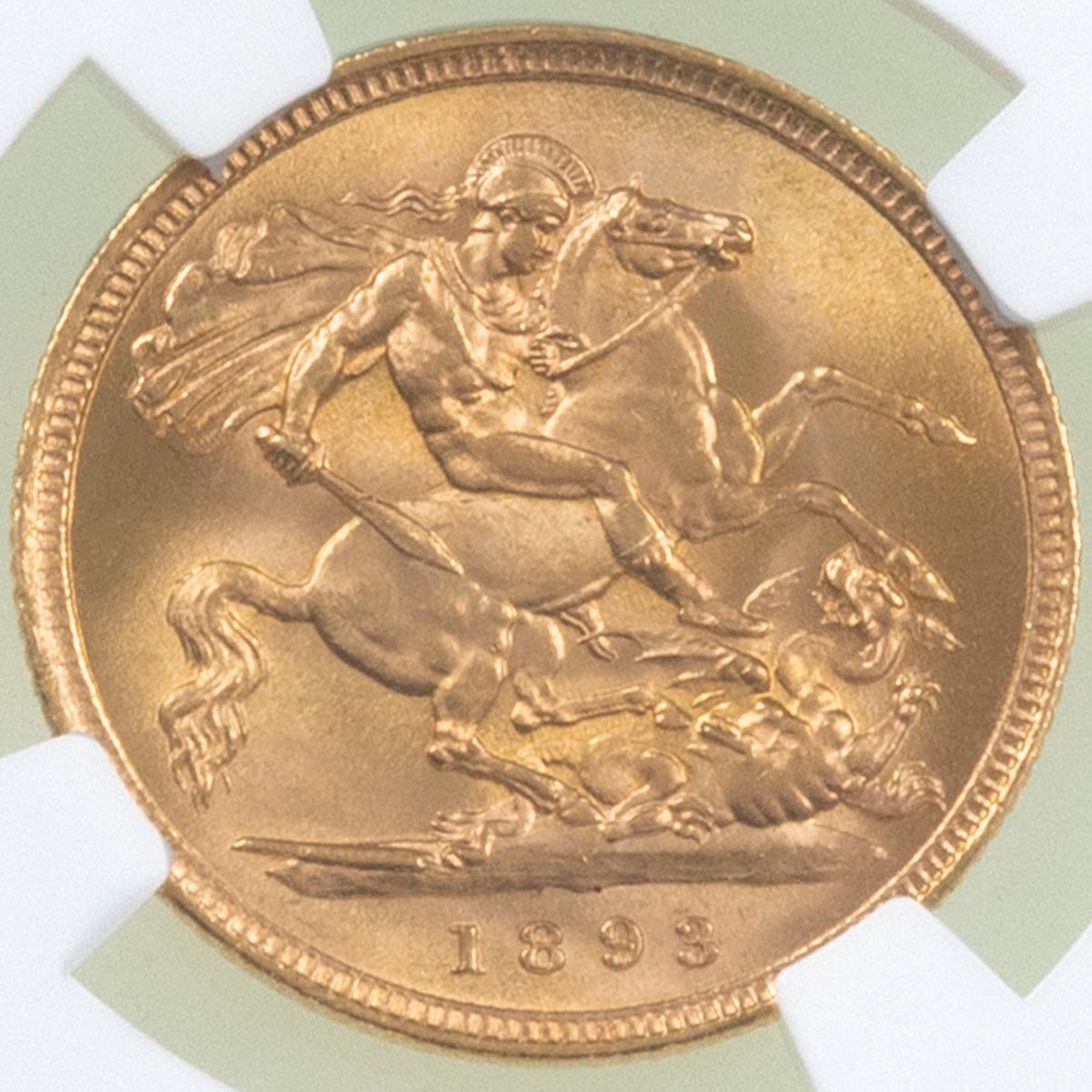 1893 Queen Victoria Gold Half Sovereign London Mint Jubilee Head NGC Graded MS 63 Reverse