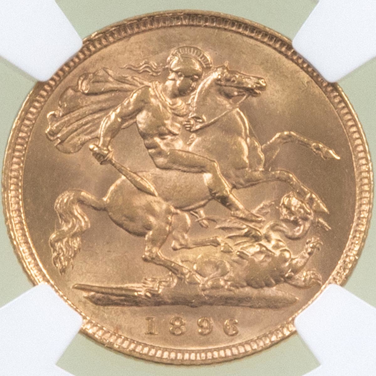 1896 Queen Victoria Gold Half Sovereign London Mint NGC Graded MS 62 Reverse