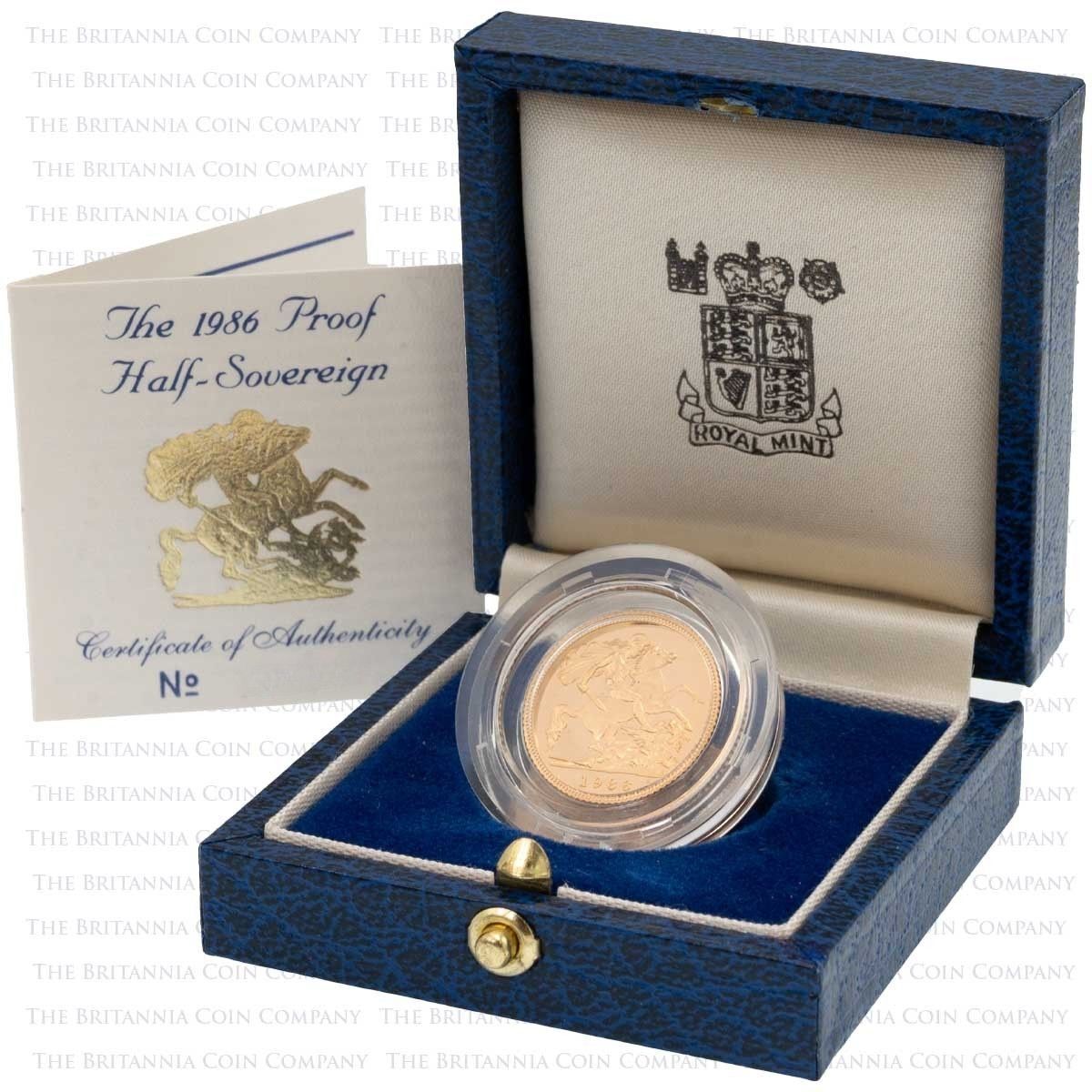 1986 Gold Proof Half Sovereign Elizabeth II Coin Boxed