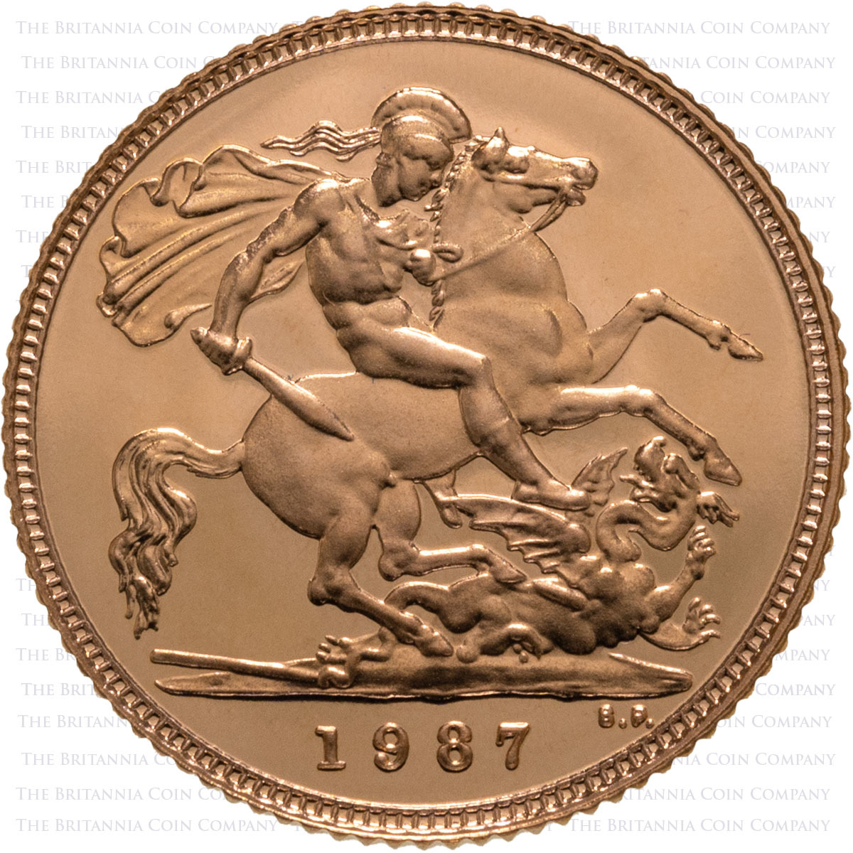 1987 Gold Proof Half Sovereign Coin Reverse