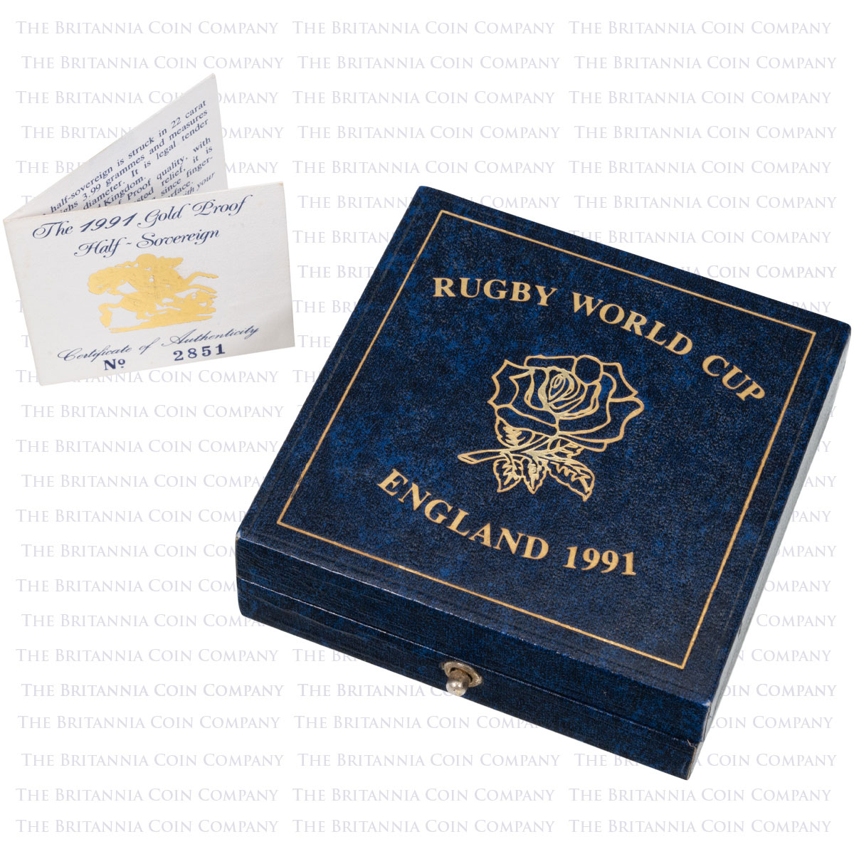 1991 Gold Proof Half Sovereign In Rugby World Cup Case Lid