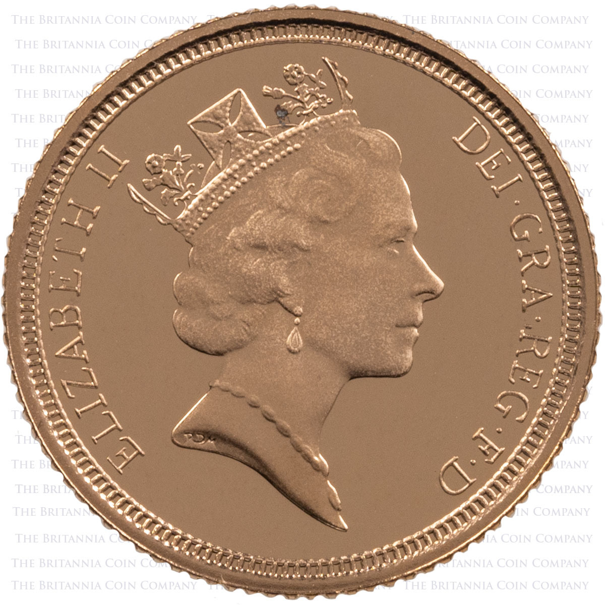 SVH92 1992 Queen Elizabeth II Gold Proof Half Sovereign Obverse
