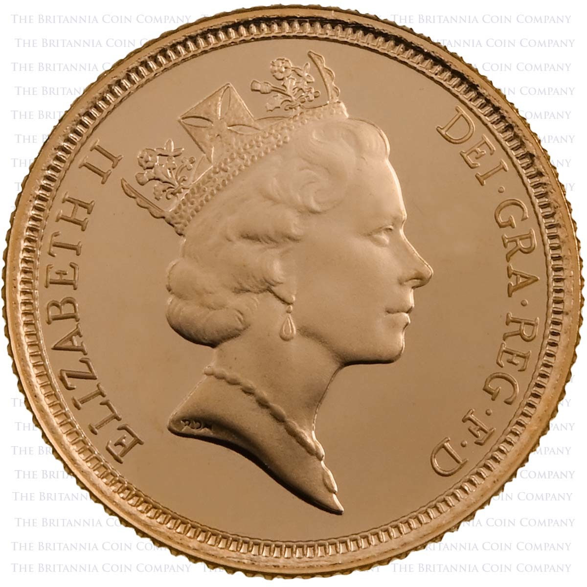 SVH93 1993 Elizabeth II Gold Proof Half Sovereign Obverse