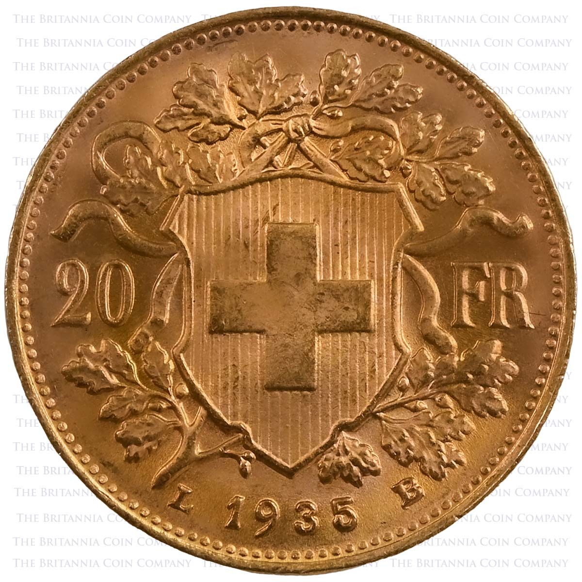 Gold Swiss 20 Francs Vreneli (Best Value) Reverse