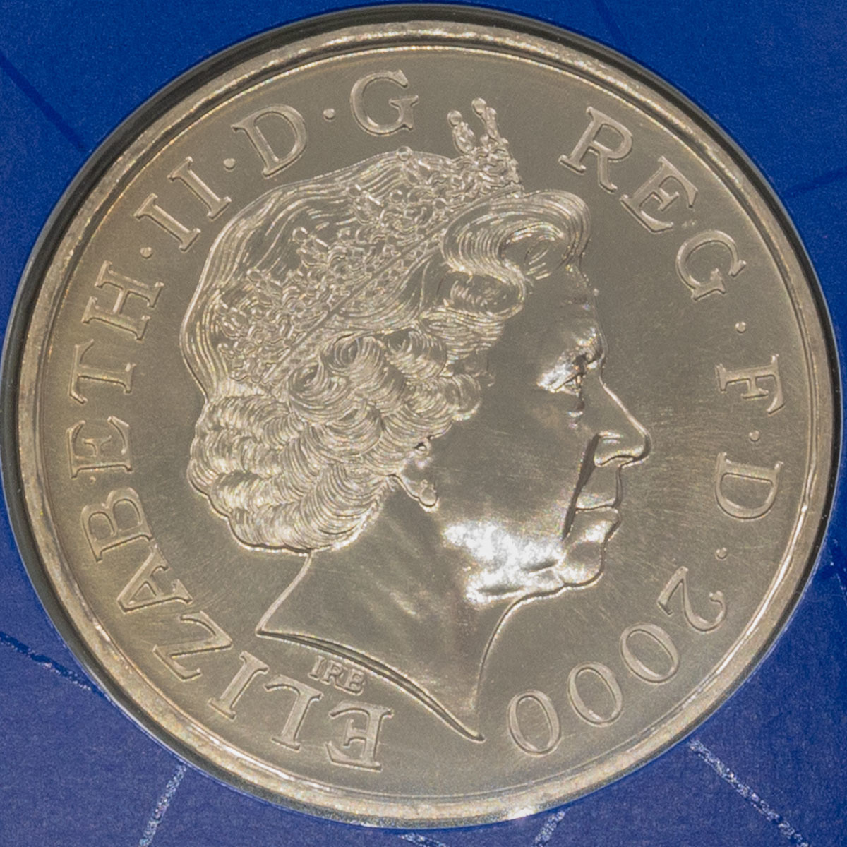 2000 Millennium Five Pound Crown Brilliant Uncirculated Coin In Folder Minted At The Dome Obverse