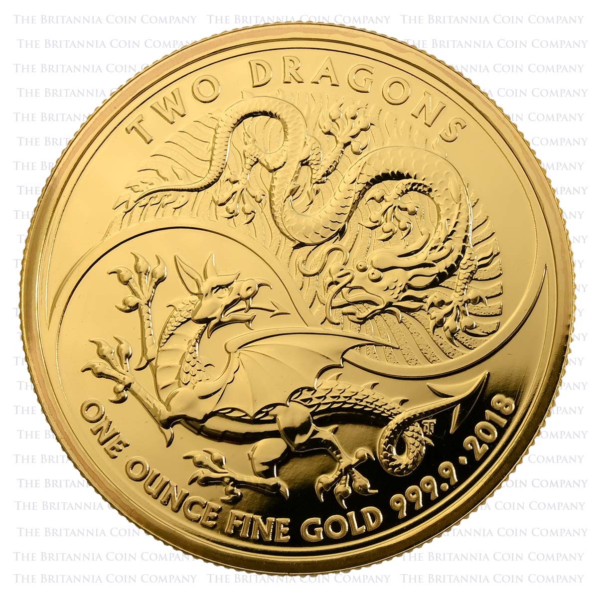 1 Ounce 2018 Gold Two Dragons 24 Carat (Best Value) Reverse