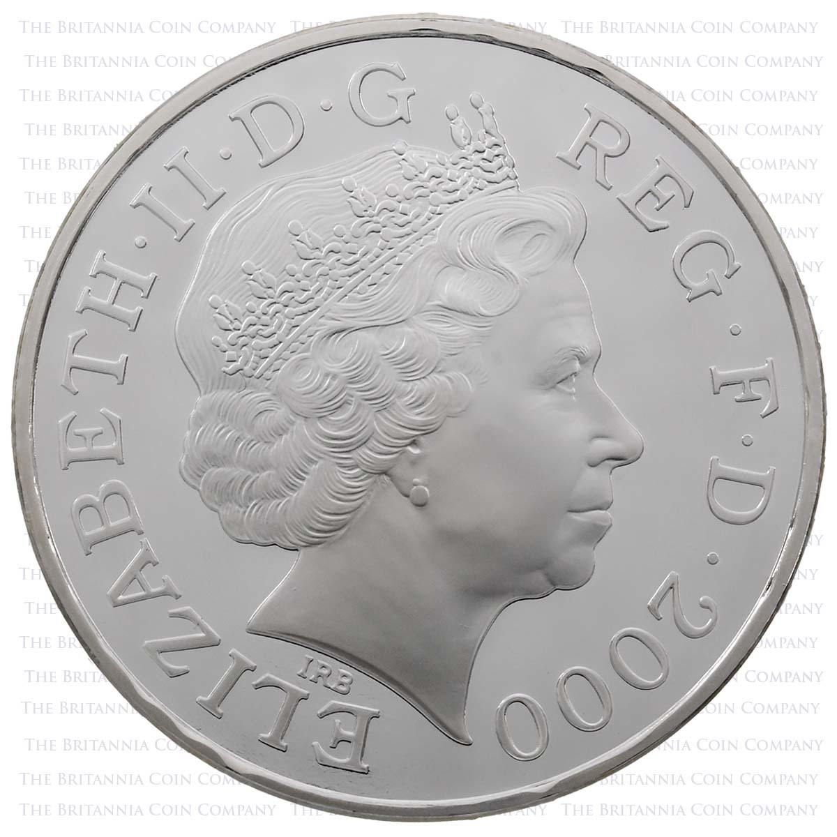 2000 Millennium Year 2000 £5 Crown Gold Detail Silver Proof Obverse