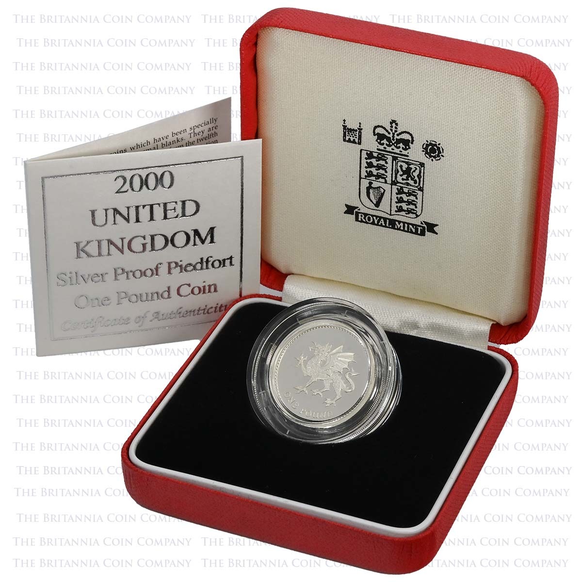 2000 Welsh Dragon £1 Piedfort Silver Proof Boxed