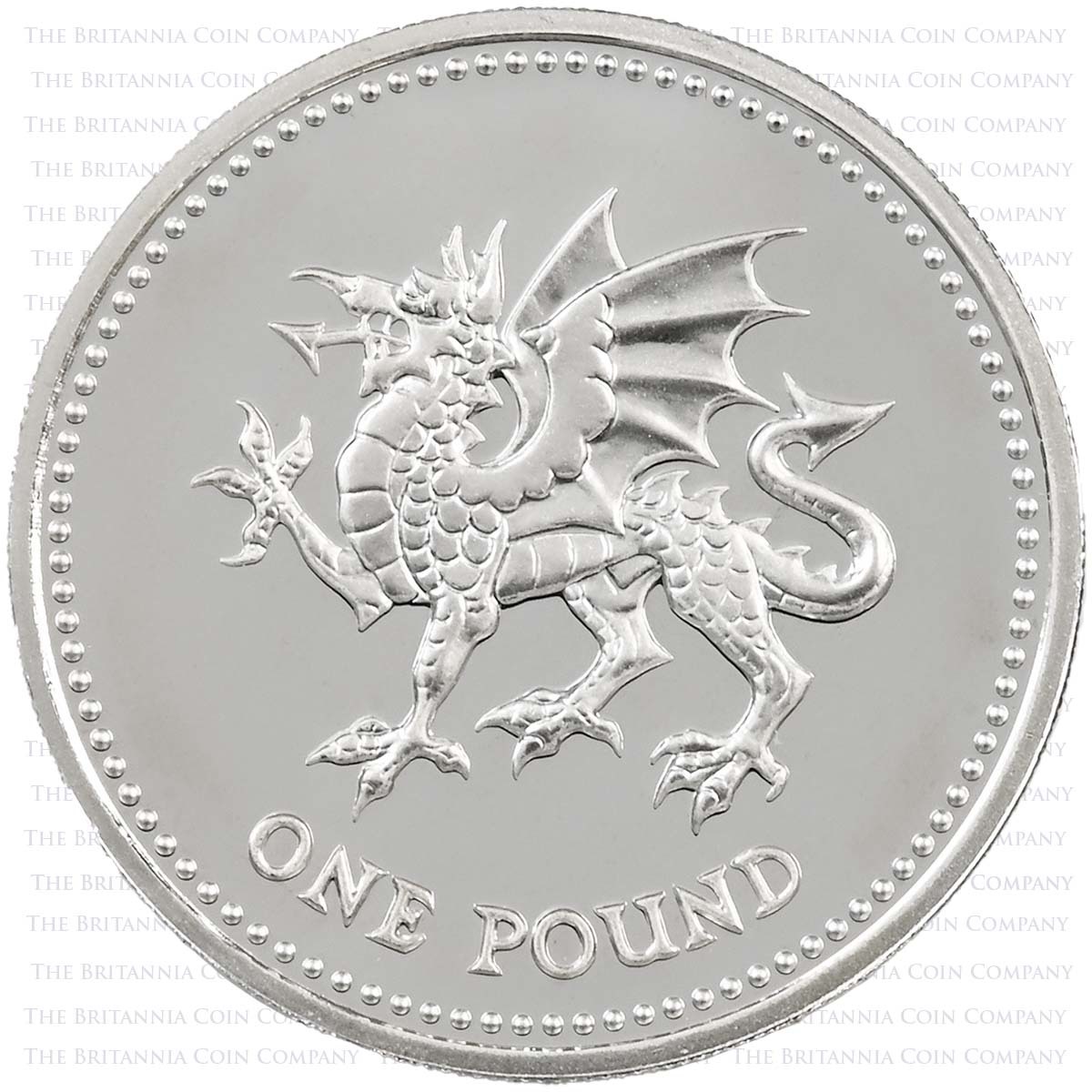 2000 Welsh Dragon £1 Silver Proof Reverse