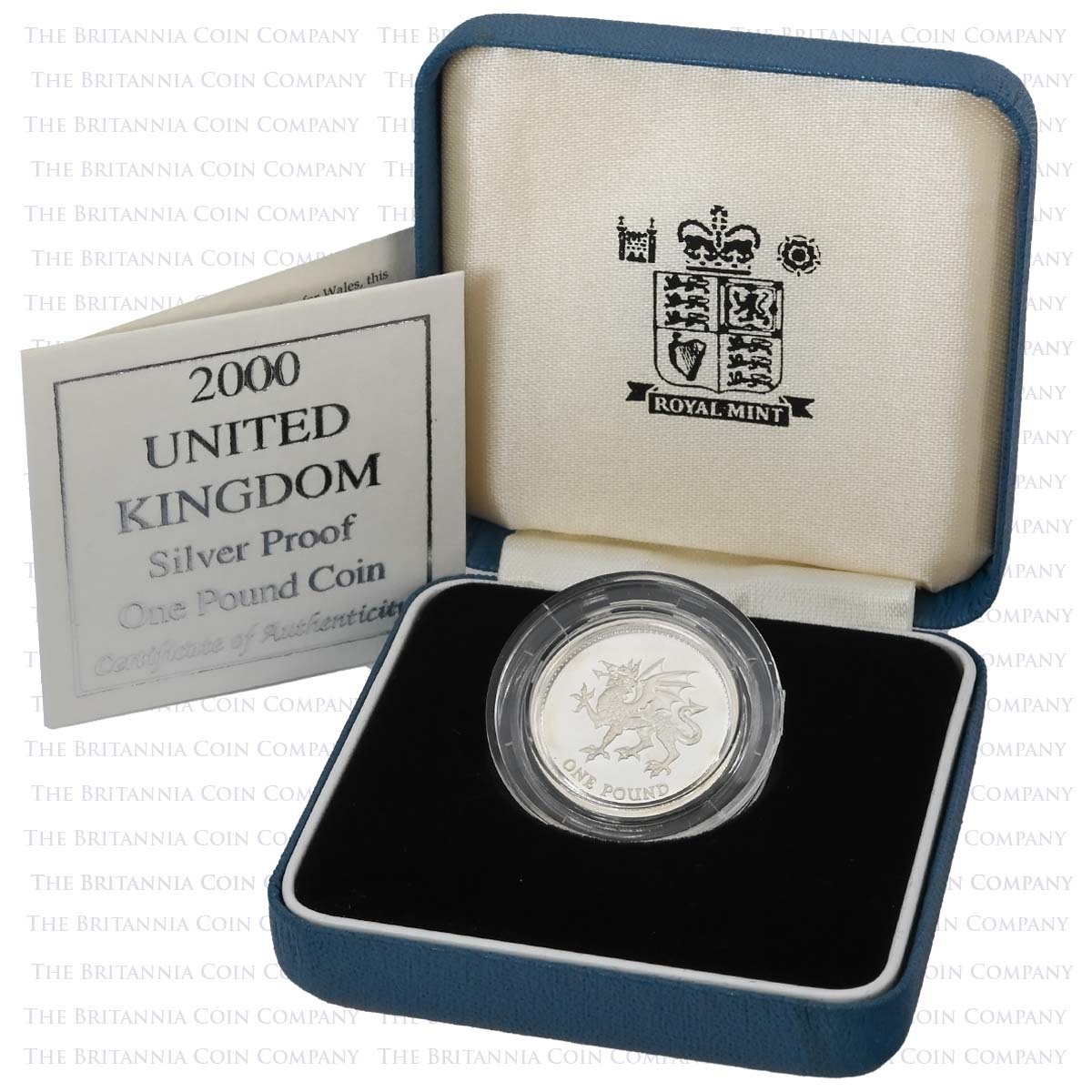 2000 Welsh Dragon £1 Silver Proof Boxed