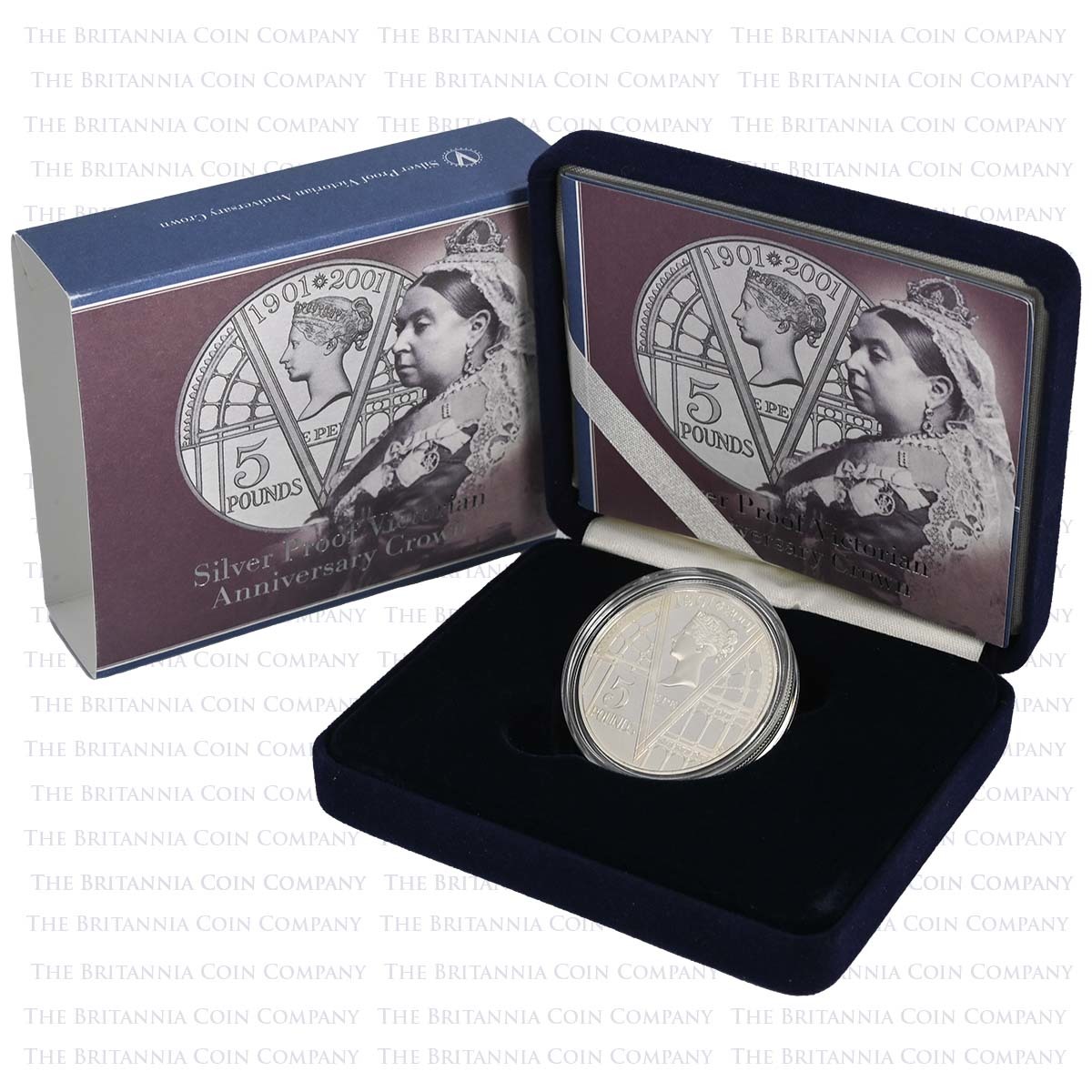 UKVESPBC 2001 Queen Victoria 100th Anniversary £5 Crown Silver Proof Boxed