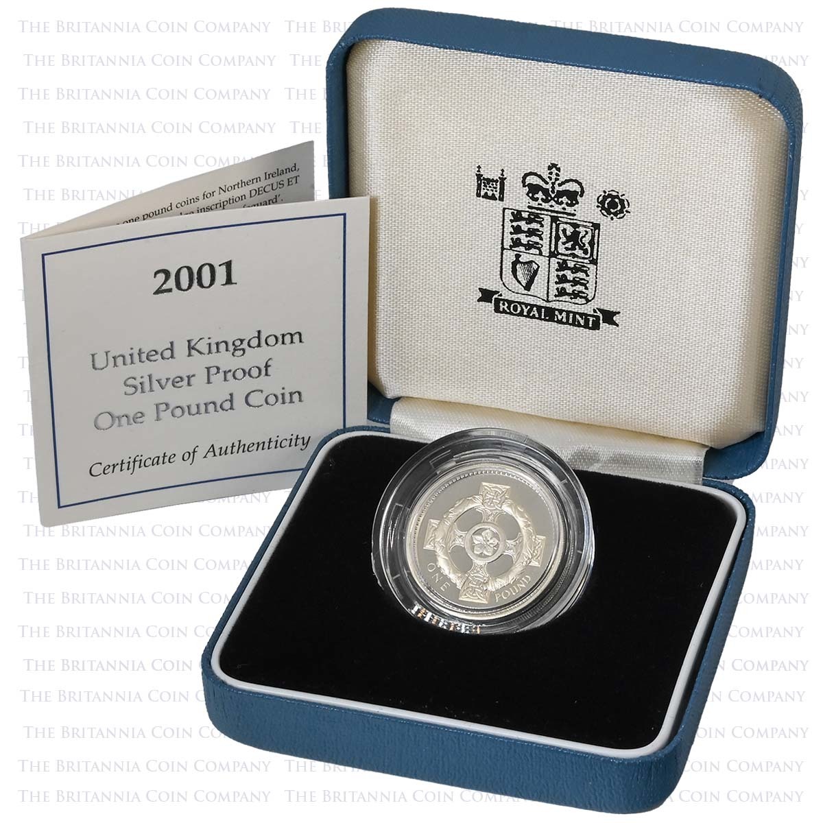UK01SPBC 2001 Northern Ireland Celtic Cross £1 Silver Proof Boxed