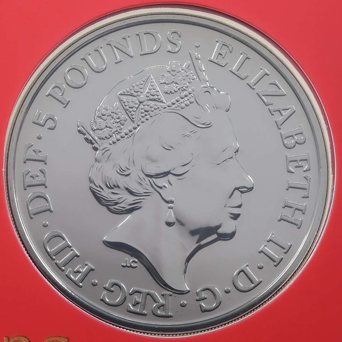 UKO21BU 2021 Lunar Year Of The Ox £5 Crown Brilliant Uncirculated Coin In Folder Obverse