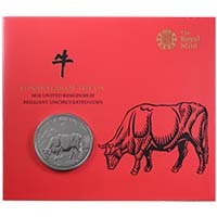 UKO21BU 2021 Lunar Year Of The Ox £5 Crown Brilliant Uncirculated Coin In Folder Thumbnail