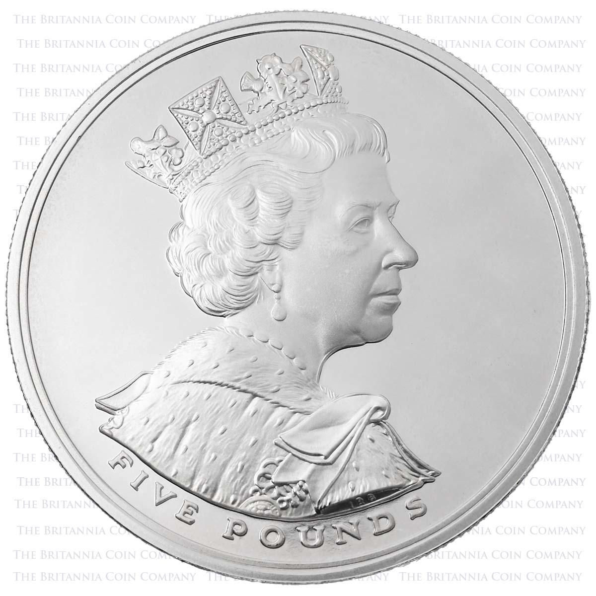UKGJSP 2002 Elizabeth II Golden Jubilee £5 Crown Silver Proof Obverse