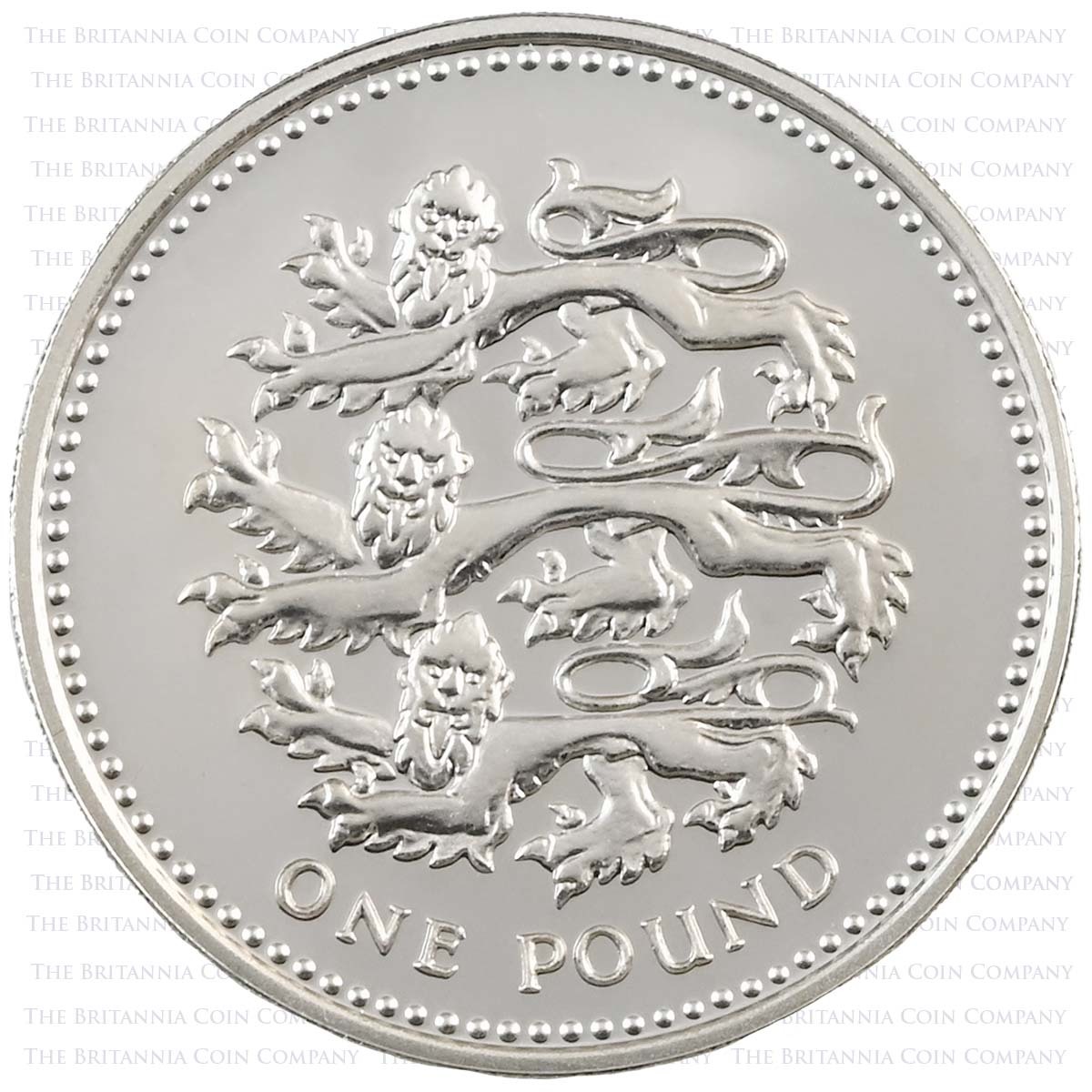 2002 Three Lions Of England £1 Piedfort Silver Proof Reverse