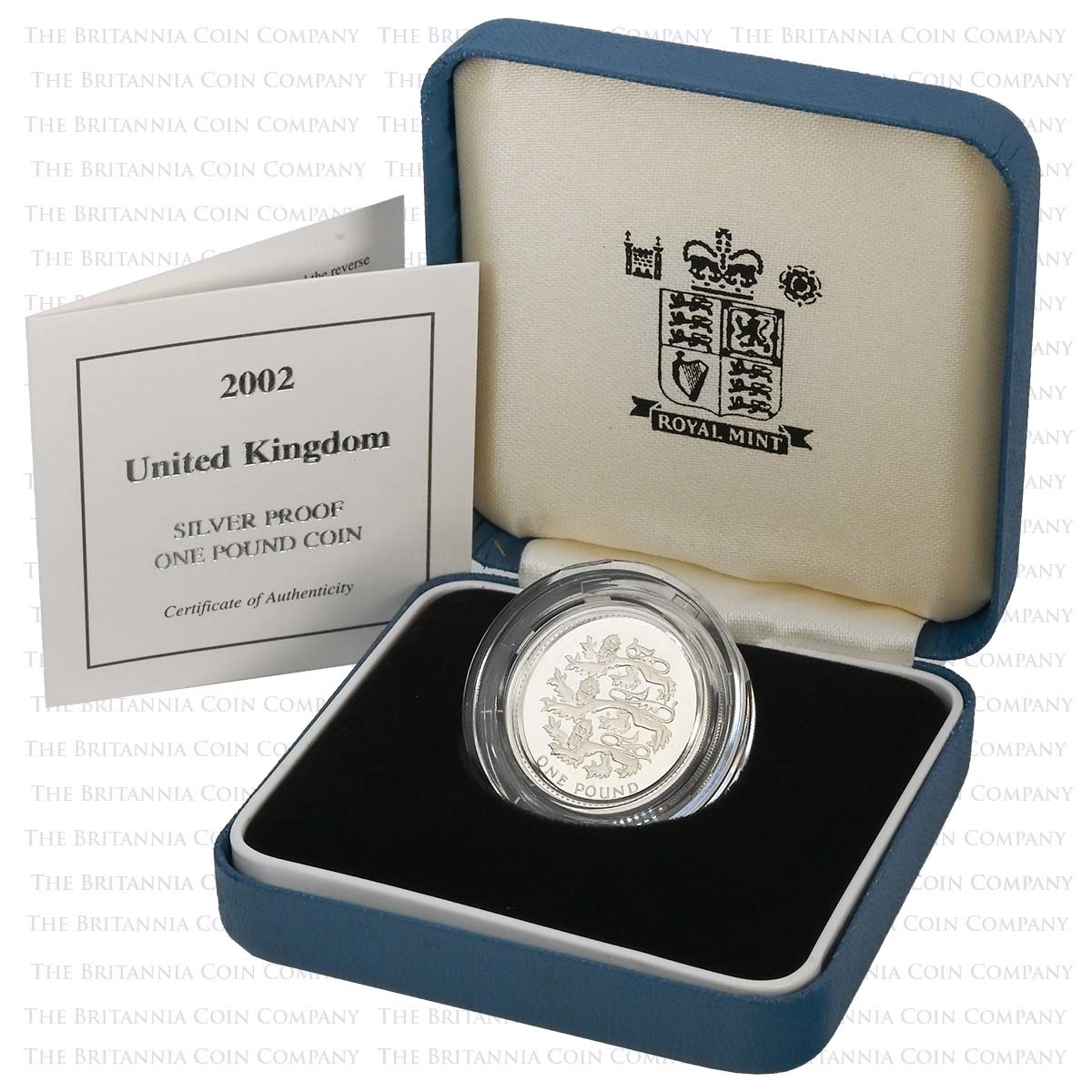 2002 Three Lions Of England £1 Silver Proof Boxed