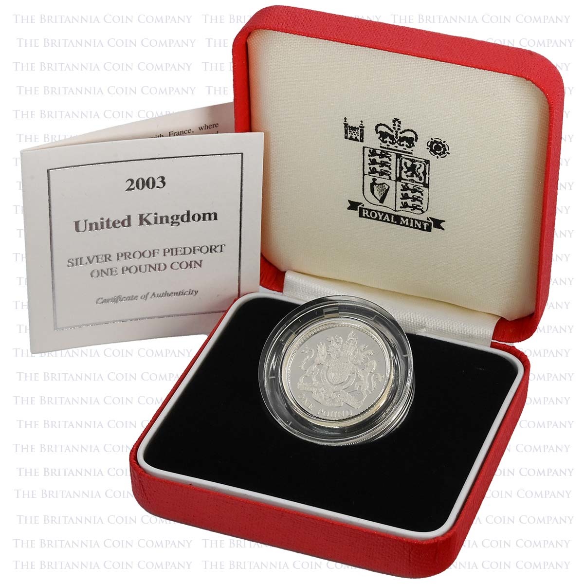 2003 Royal Arms £1 Piedfort Silver Proof Boxed