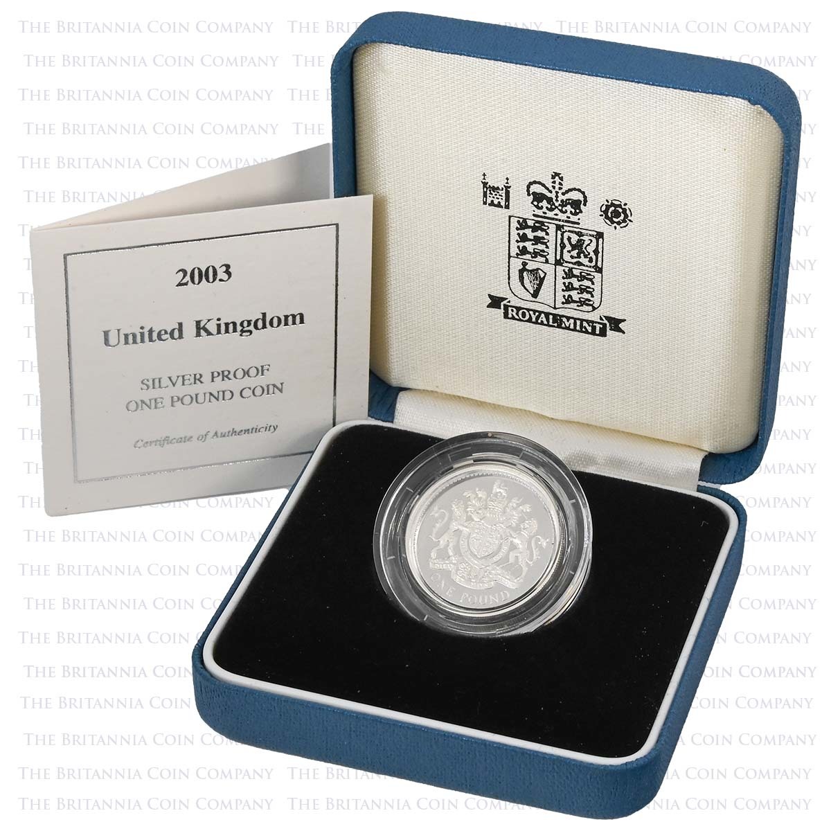2003 Royal Arms £1 Silver Proof Boxed