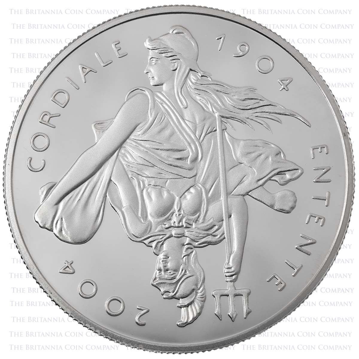 2004 Entente Cordiale 100th Anniversary £5 Crown Piedfort Silver Proof Reverse