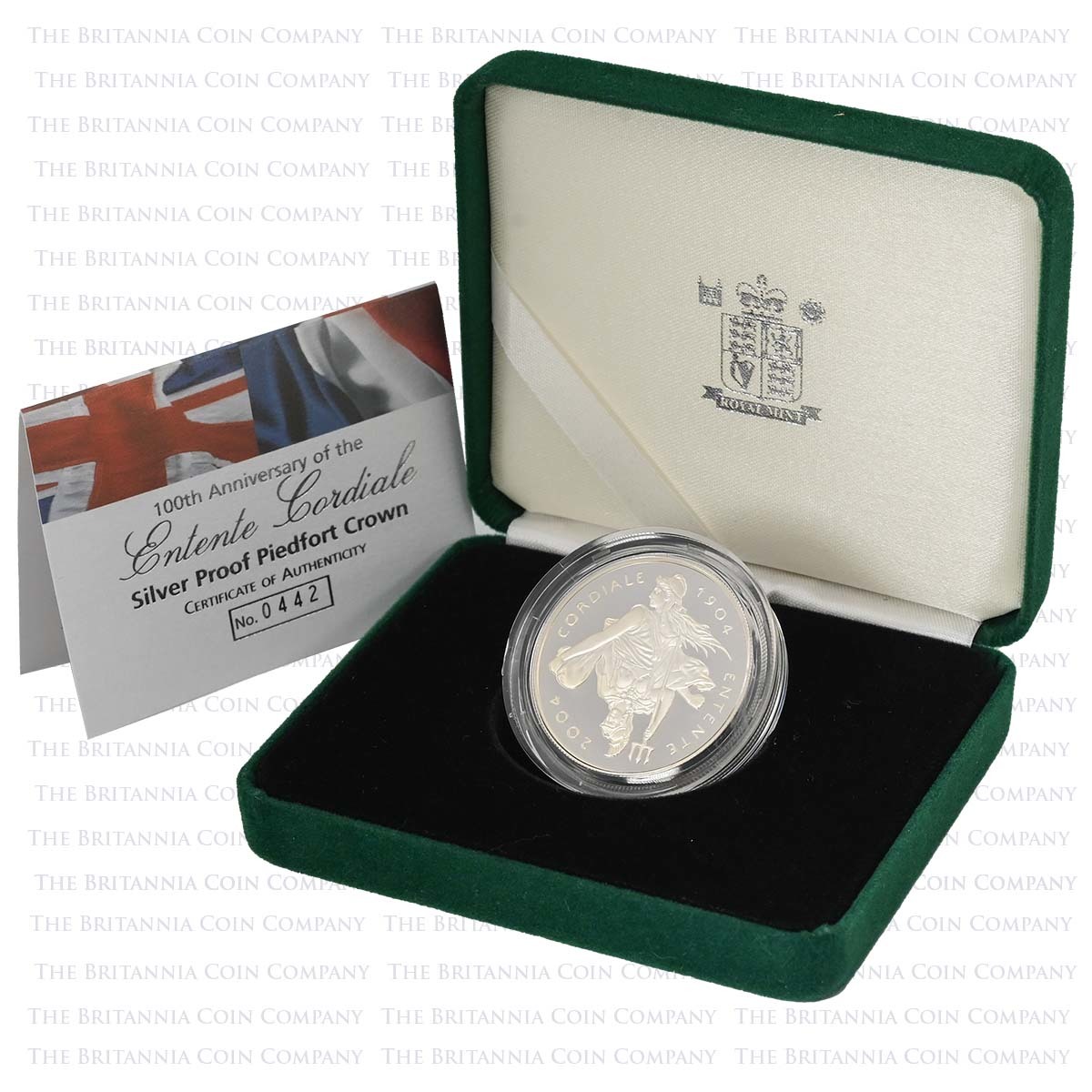 2004 Entente Cordiale 100th Anniversary £5 Crown Piedfort Silver Proof Boxed