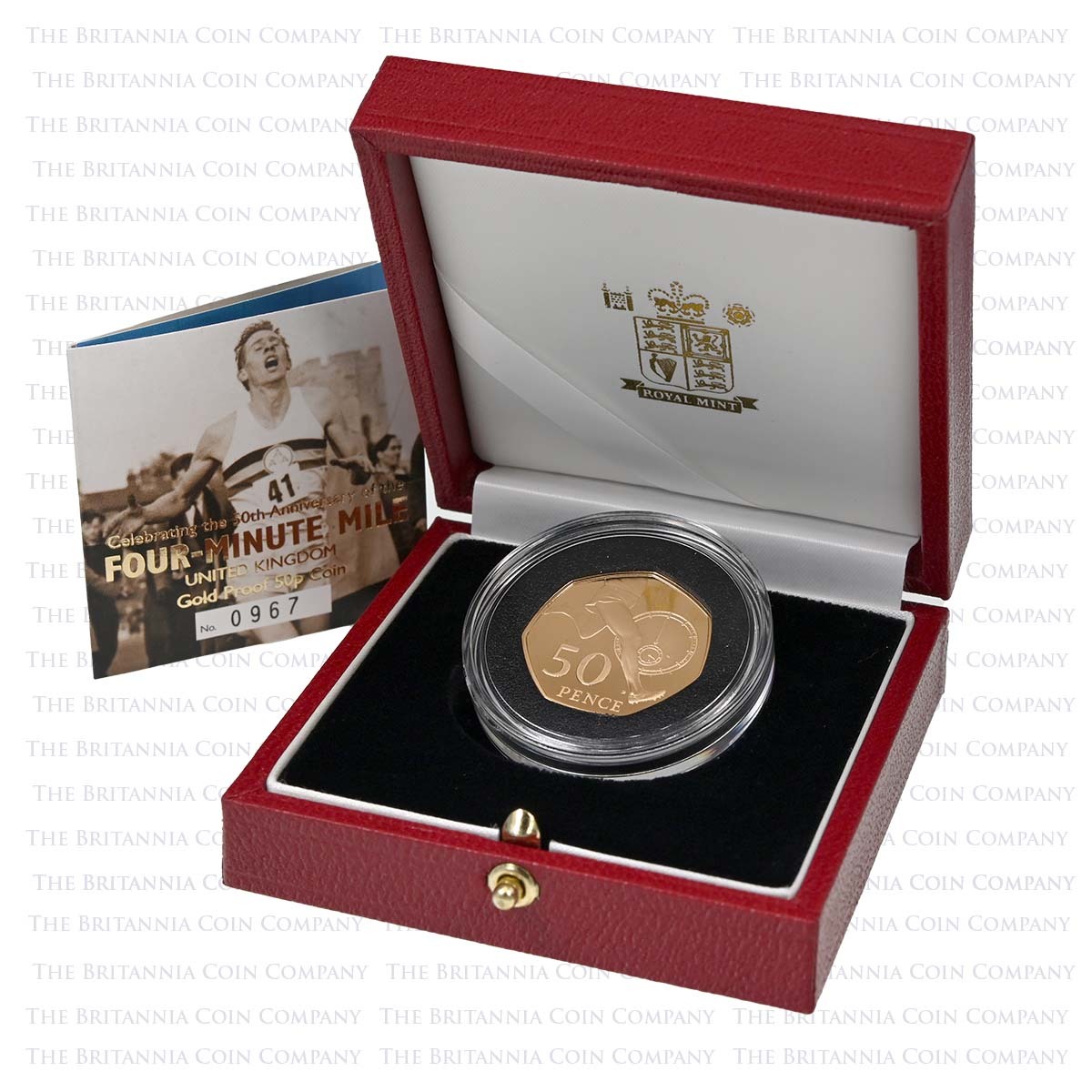 2004 Roger Bannister Four Minute Mile Running Legs Fifty Pence Gold Proof Coin Boxed