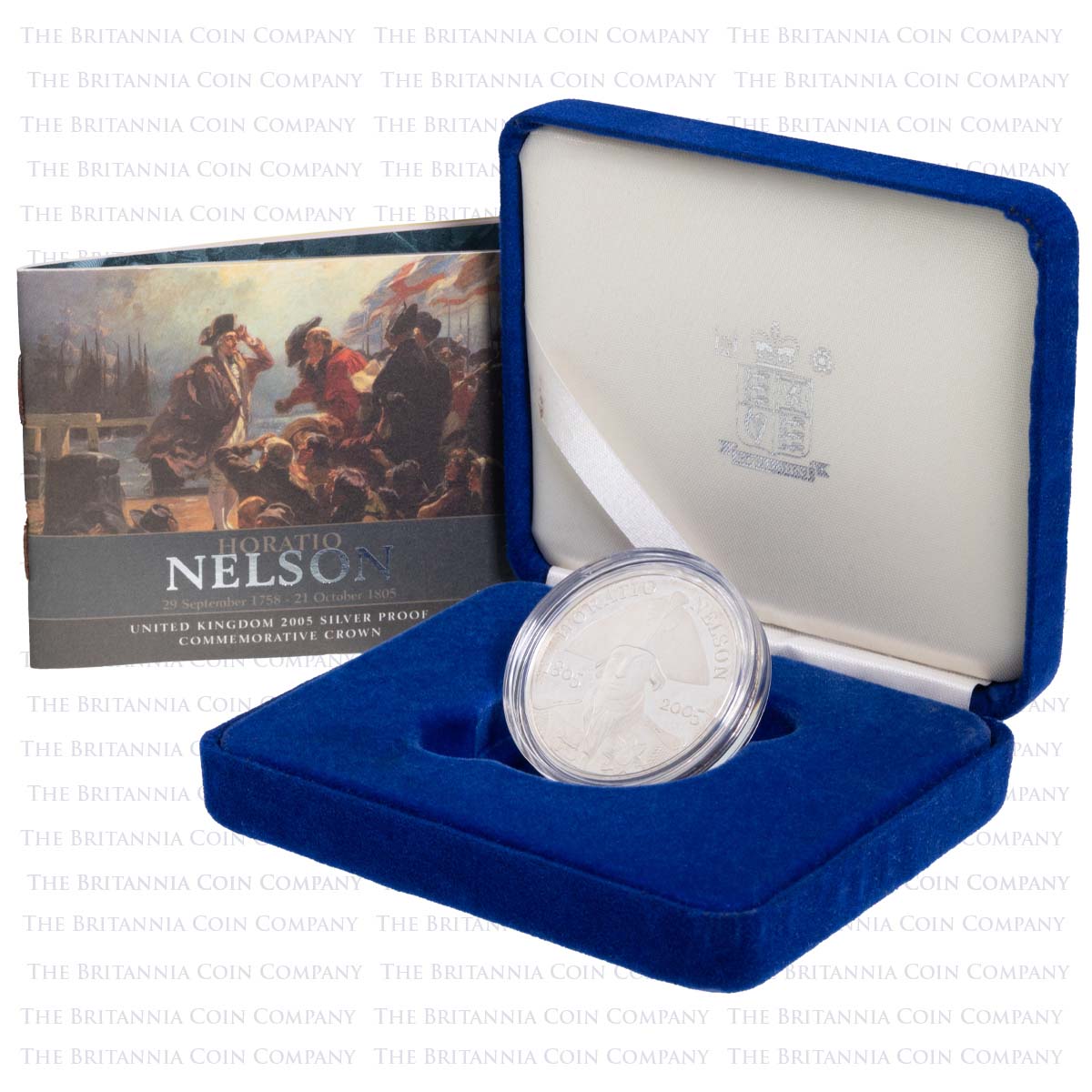 2005 Death Of Horatio Nelson 200th Anniversary £5 Crown Silver Proof Boxed