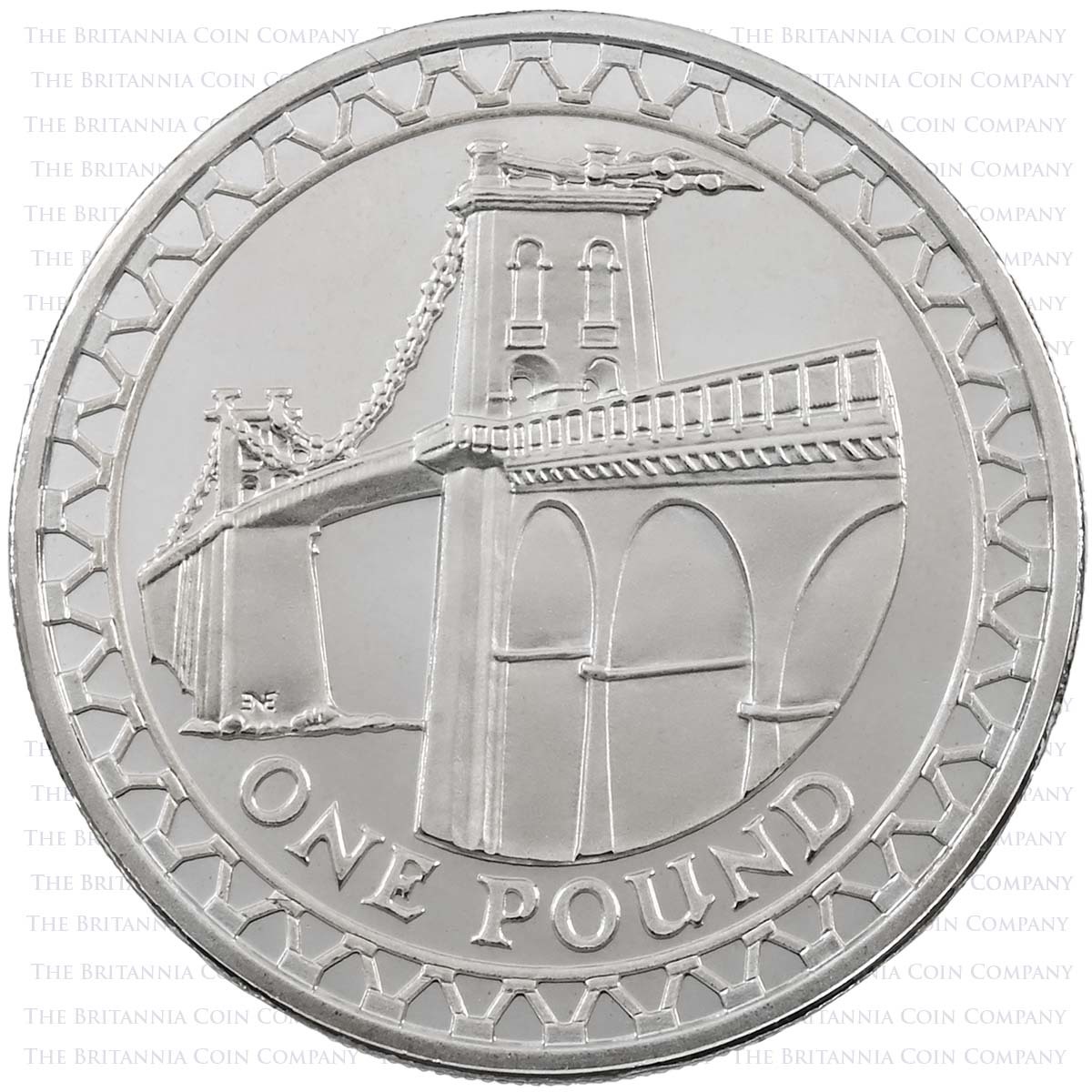 2005 Wales Menai Bridge £1 Piedfort Silver Proof Reverse