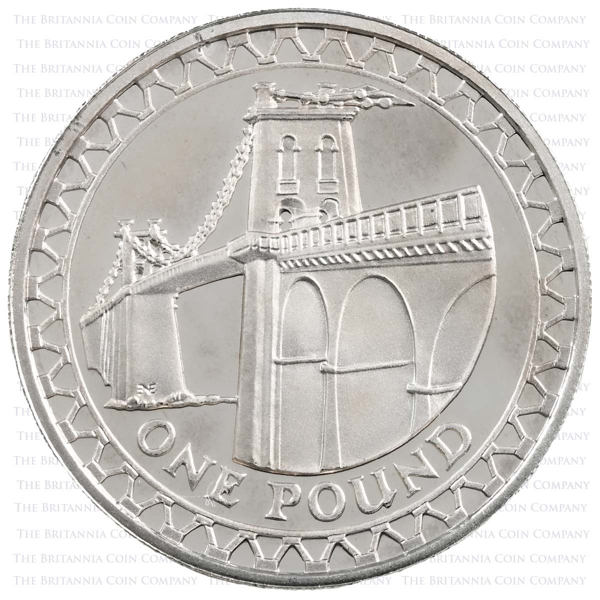2005 Wales Menai Bridge £1 Silver Proof Reverse