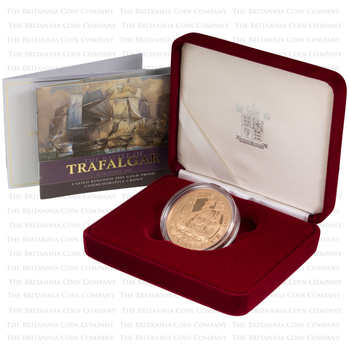2005 250th Anniversary Of The Battle Of Trafalgar Gold Proof Five Pound Coin Boxed