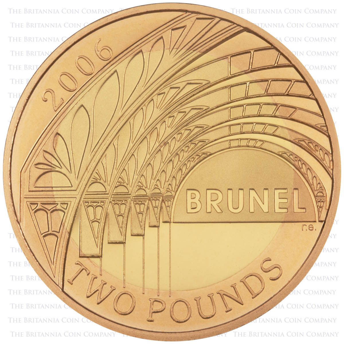 2006 Isambard Kingdom Brunel Paddington Station Two Pound Gold Proof Coin Reverse