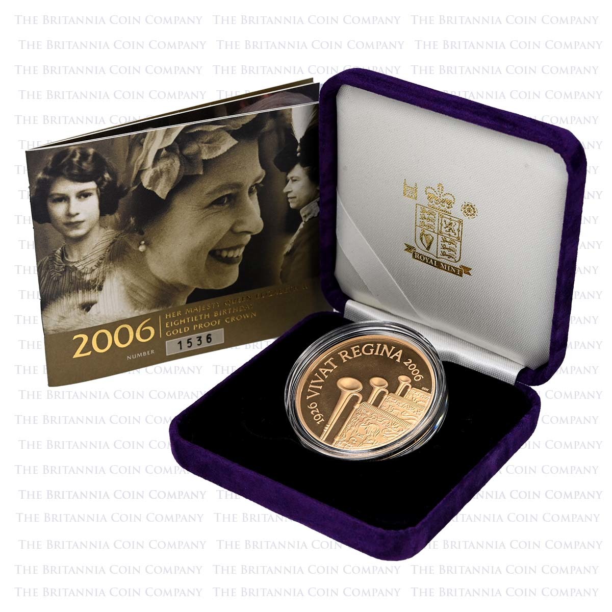 2006 Queen's 80th Birthday Five Pound Crown Gold Proof Coin Boxed
