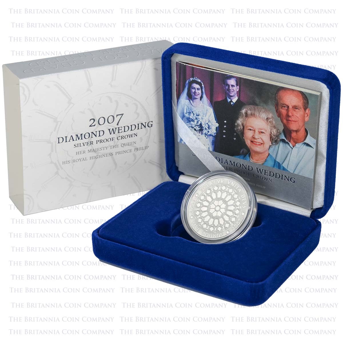 UKDWSP 2007 Queen’s Diamond Wedding Anniversary £5 Crown Silver Proof Boxed