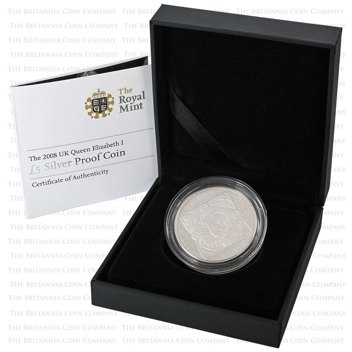 UKQEFSP 2008 Elizabeth I Accession 450th Anniversary £5 Crown Silver Proof Boxed