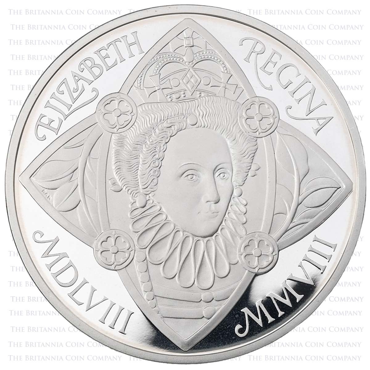 UKQEFSP 2008 Elizabeth I Accession 450th Anniversary £5 Crown Silver Proof Reverse