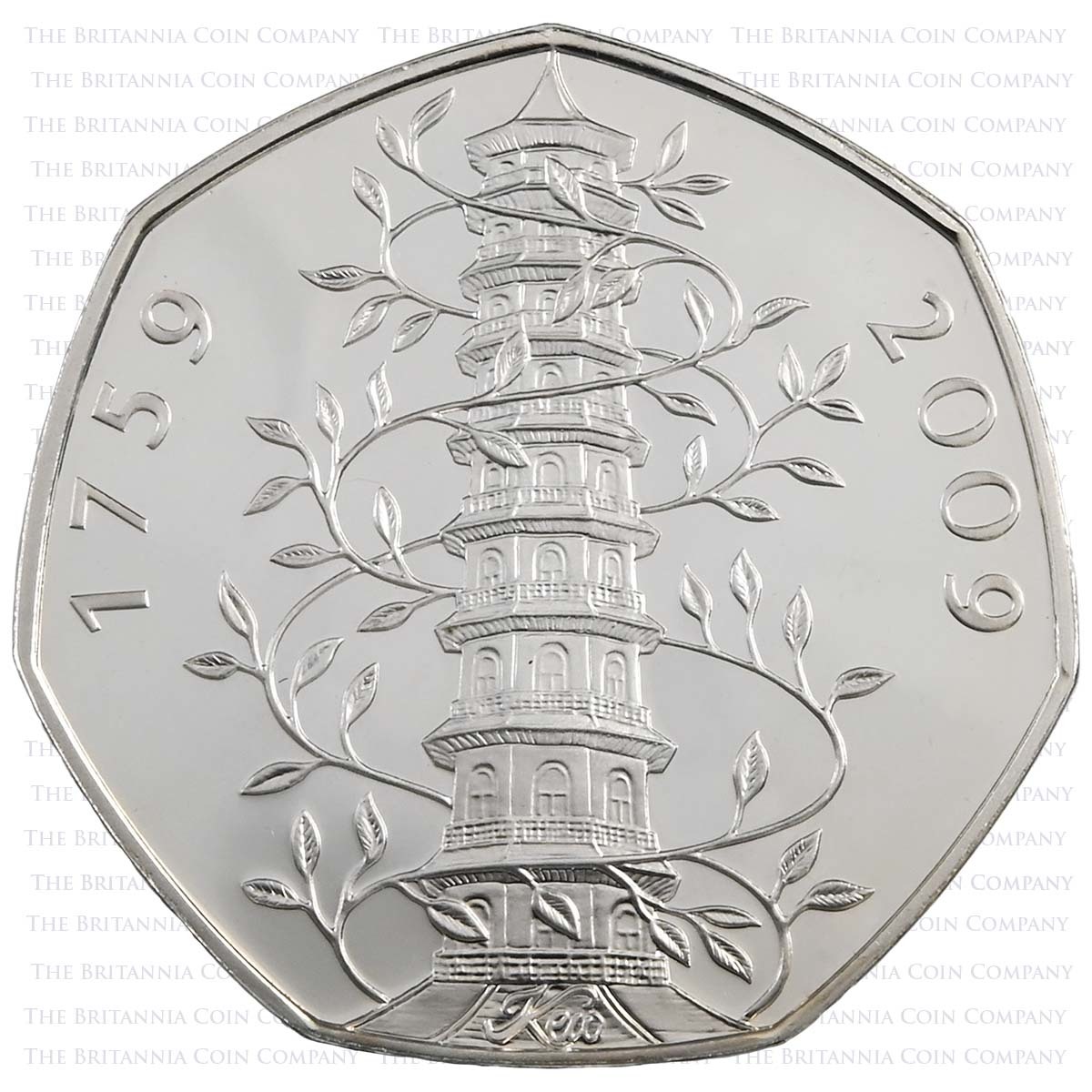 2009 40th Anniversary 50p 16 Coin Set Silver Proof Kew Gardens