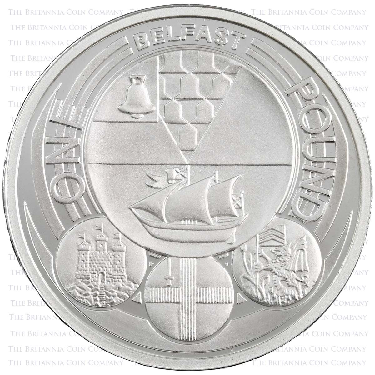 UK10NISP 2010 Capital Cities Belfast One Pound Silver Proof Coin Reverse