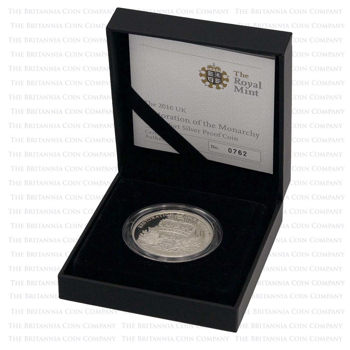 2010 Restoration of the Monarchy 350th Anniversary £5 Crown Piedfort Silver Proof Boxed