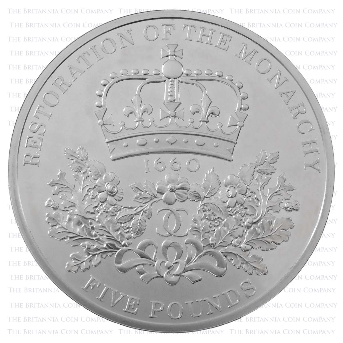 UKRMSP 2010 Restoration of the Monarchy 350th Anniversary £5 Crown Silver Proof Reverse